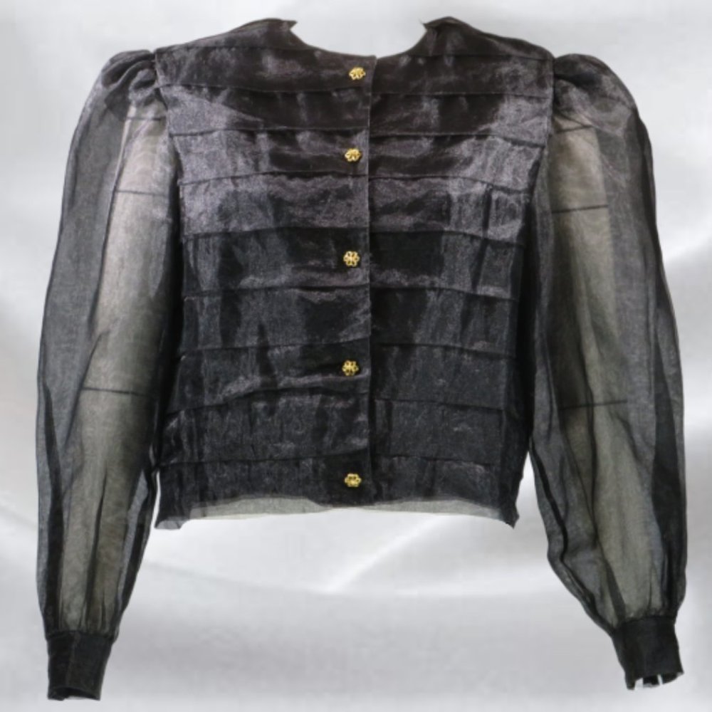 Bianca Black Chiffon Blouse in Size 10